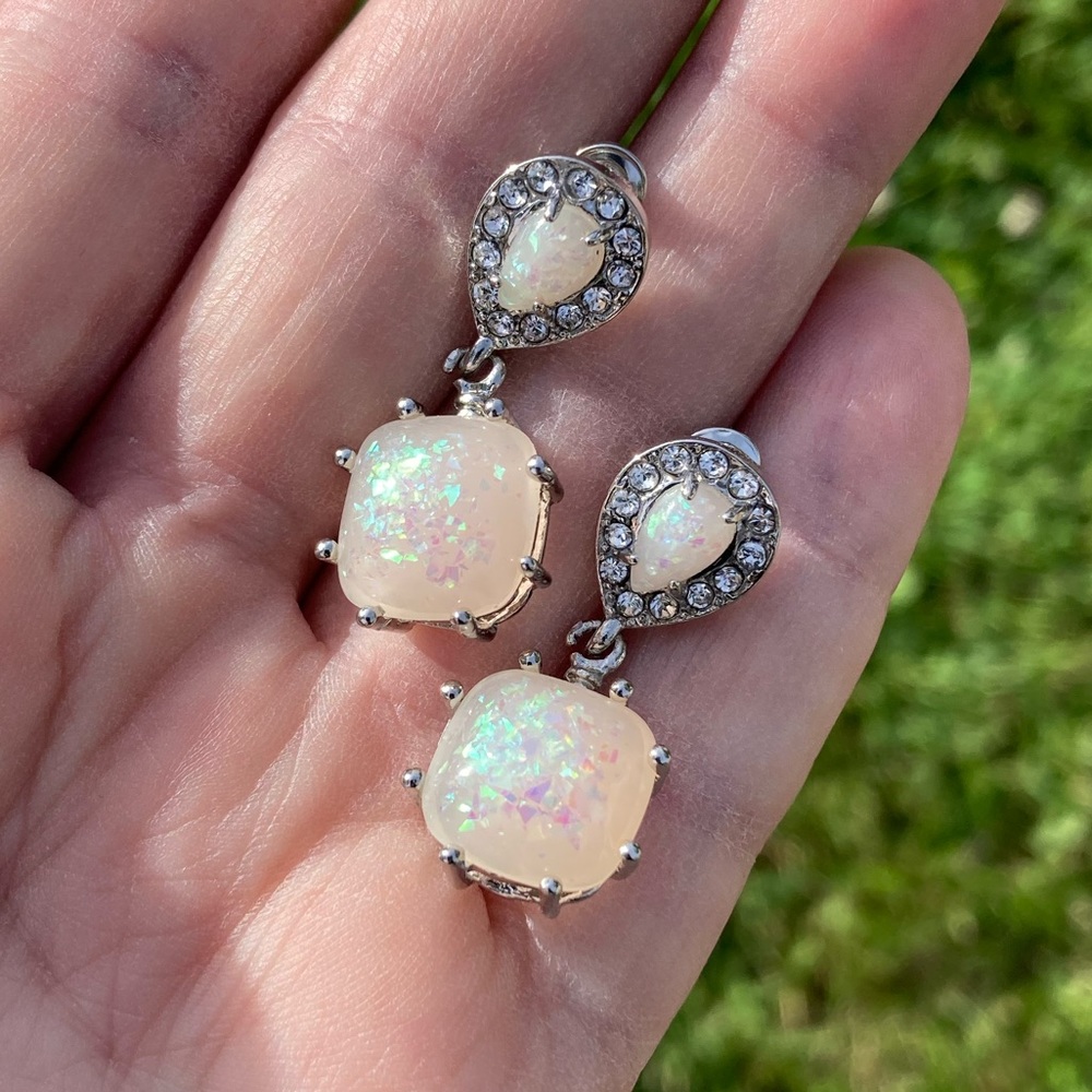 Genuine Fire Opal Earrings - Picture 4 of 12